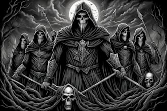 create a dark art illustration for album cover
