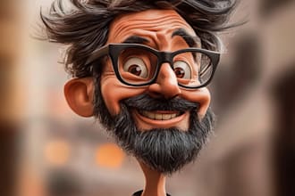draw cute and funny cartoon caricature potrait
