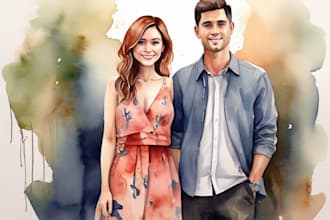 create a couple portrait watercolor painting