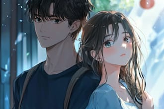 do chibi couple illustration anime character art