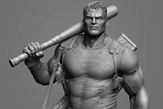 3d stl file for 3d printing, 3d mask,cut and key, sculpt game character, rig