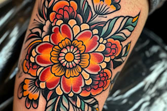 make a attractive american traditional tattoo design