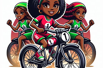 do wonderful car race, bike race, girls mascot logo design service