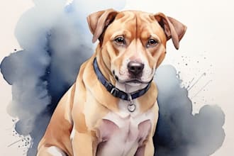 draw watercolor pet portrait
