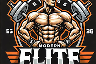 do modern elite fitness mascot logo design service