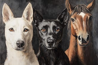 do realistic digital pet portrait dog, cat, horse