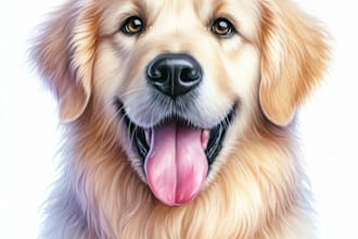 draw watercolor pet portrait