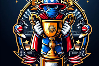 do new e sports champion trophy mascot logo design service