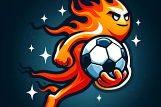 do make soccer fire ball icon mascot logo design service