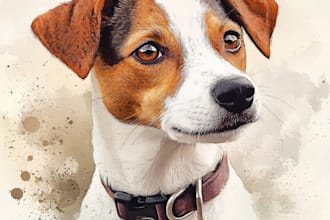 do a cute pet, cat, dog portrait in my art style