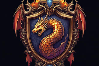create unique medieval, fantasy, rpg, mmorpg game logo title