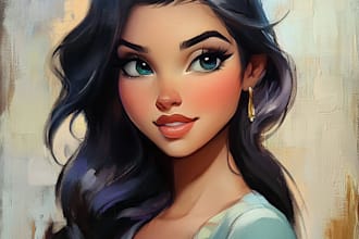 make a portrait in semi realism disney cartoon style
