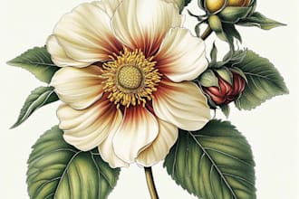 create botanical illustrations of flowers, plants and fruits