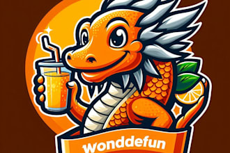do wonderful modern style dragon orange juss water flaver mascot logo design