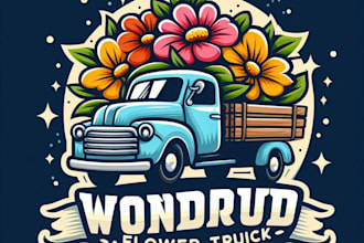 do wonderful flower truck mascot logo design service