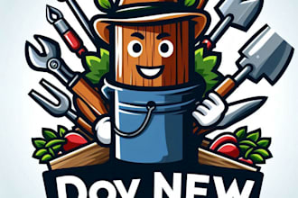 do new farm tools garden shop equipment mascot logo design service