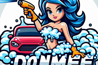 do make new style for car wash foam girls mascot logo design
