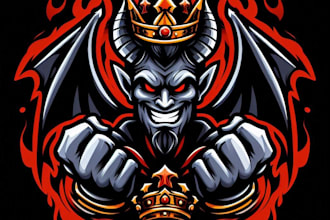 do king devil e sport mascot logo design service for your company