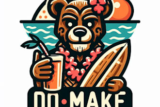 do make modern aloha tiki surfing ber mascot logo design service