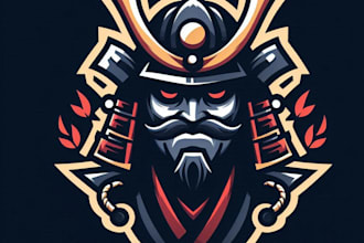 do modern samurai head mascot logo design
