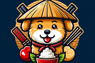 do make japanese food dog mascot logo design service for your company