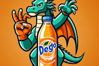 do make new orange flaver water juss dragon mascot logo design service
