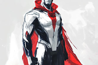 do concept art superhero character for anime style comic