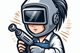 do make new welder girls mascot logo design service for your company name