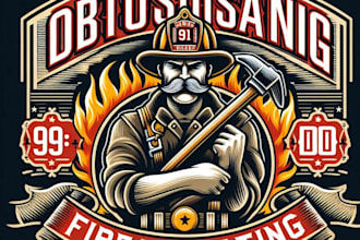 do outstanding firefighting vintage logo with fast delivery