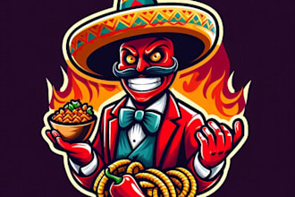do create a creative mexican chill mascot logo in just two day