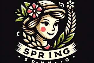 do make a vintage spring female mascot logo for your company name