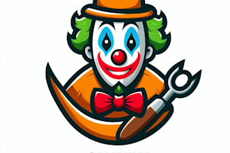 do design a creative clown mascot logo design for business page