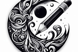 create ink pencil illustration or tribal mystic tattoo