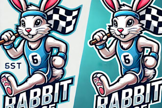 do modern style for rabbit race mascot logo design service