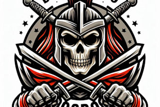do make wonderful skull head fighter mascot logo design service for company