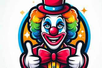 do design a creative clown mascot logo for your business design service