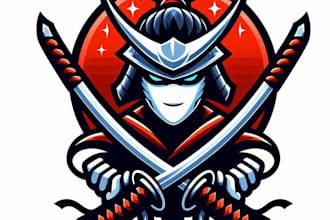 do creative hannya katana mascot logo for your business page name