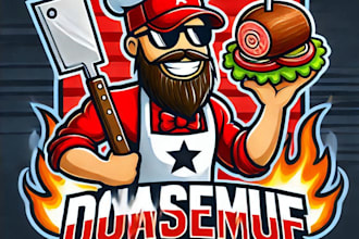 do awesome barbecue e sport mascot logo within two days design service