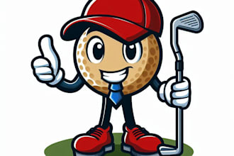 do golf cartoon character mascot logo with unique concepts design service