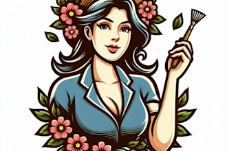 do make a vintage spring female mascot logo for your company page