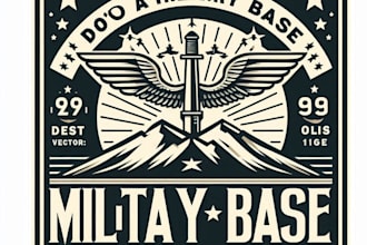 do a military base vintage logo with free vector file service for your company