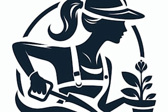 do unique silhouette of a woman gardening mascot logo design service
