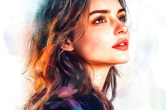 illustrate a custom watercolor portrait with background