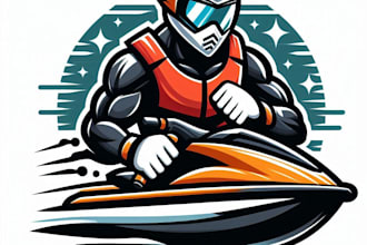 do modern jet ski sports mascot logo and company name and speed design service
