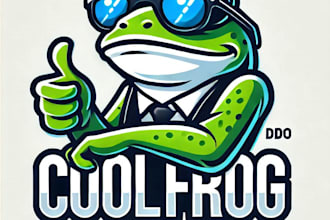 do modern cool frog mascot logo company name is cool frog design service