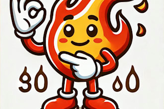 do make modern style for cartoon character fire flame icon mascot logo design