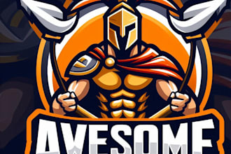 do awesome style for spartan warrior mascot logo design service