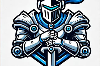 do modern awesome knight warrior robot mascot logo design service