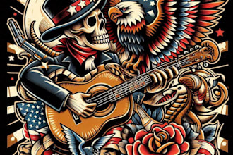 draw custom american traditional tattoo design for you