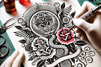 create unique custom tattoo any tattoo design, tattoo artist